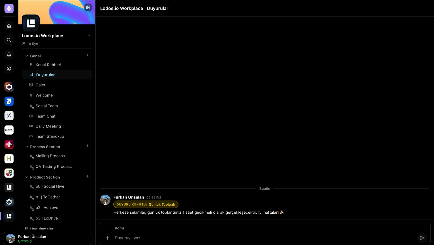 A Huddin announcement post with rich formatting